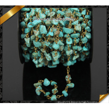 Wholesale Natural Turquoise Chip Beads Chain, Cooper Rosary Chain (JD002)
